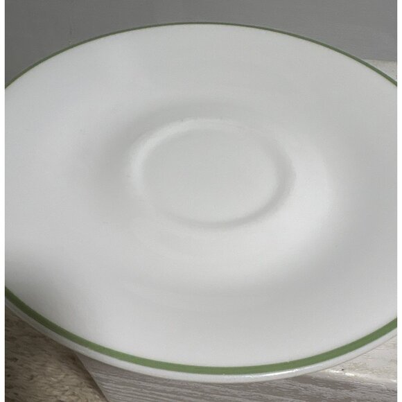 Corelle By Corning Saucer Plate Meadow White Green Trim 6.25" Vintage Set of 2 - Picture 2 of 6